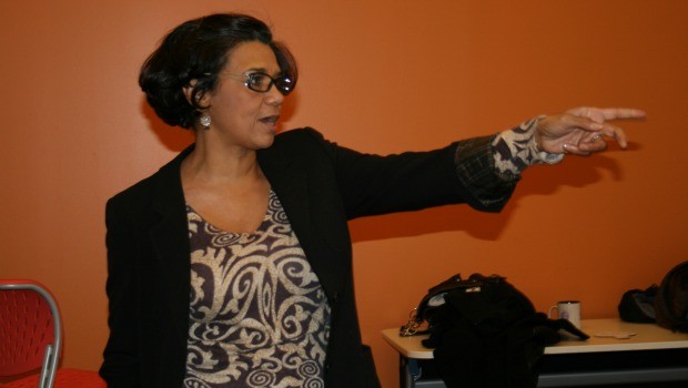 Sonia Manzano working on the blocking of the play. 